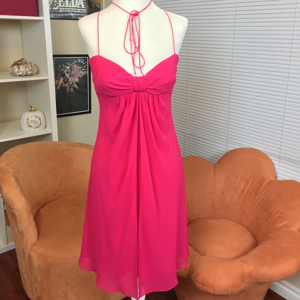 Pink light material cross back short dress